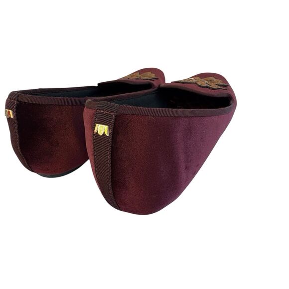 Birdies The Starling loafers in Bordeaux velvet with sequin embroidery Size 11 - Picture 5 of 15